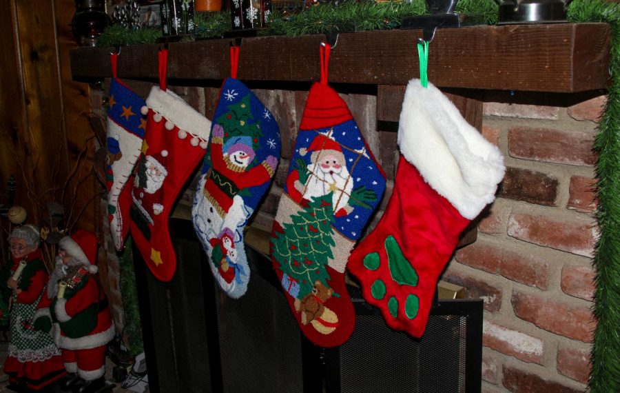 Stockings are hung awaiting sweet treats to fill them up.