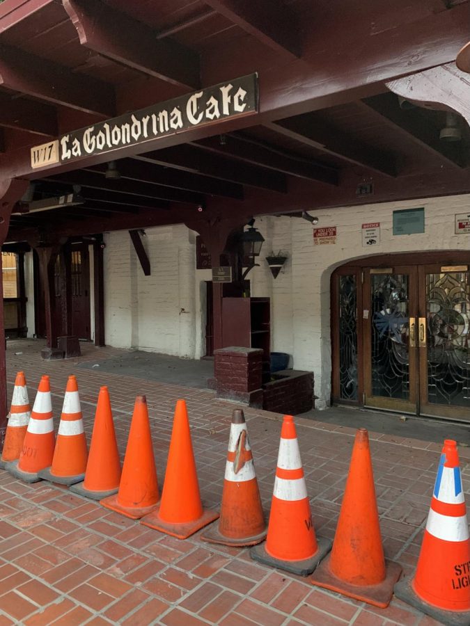 Casa La Golondrina Mexican Cafe, located on Olvera Street. Temporarily closed due to the effects of the pandemic.