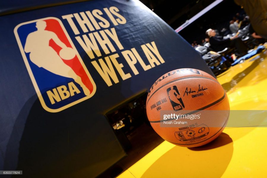 View of the game ball and This is Why We Play logo before the game between the Golden State Warriors and the Houston Rockets