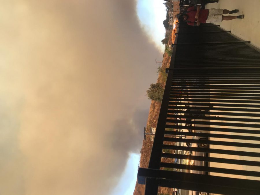 View of the Tick Fire of 2019 from Canyon High School.