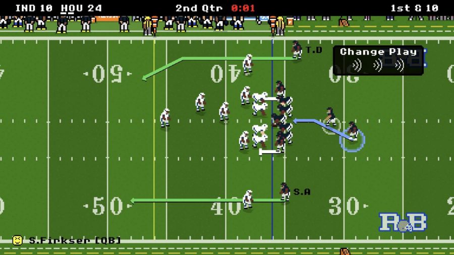 Live game play on “Retro Bowl.”
