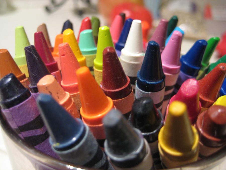Some of Indras crayons we keep in a glass on the counter