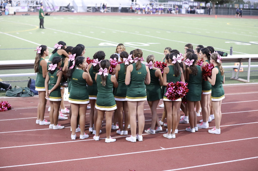 JV+and+Freshman+Cheer+at+their+last+football+game+of+the+season.