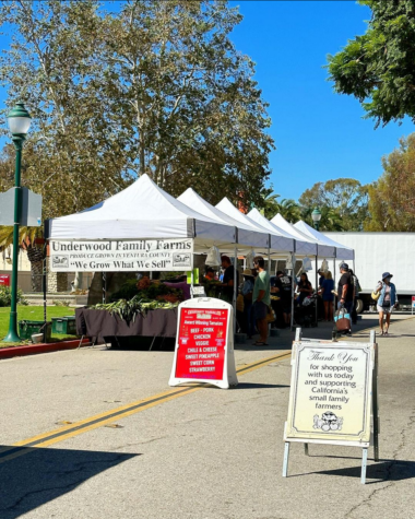Entrance to the farmers market and stands.