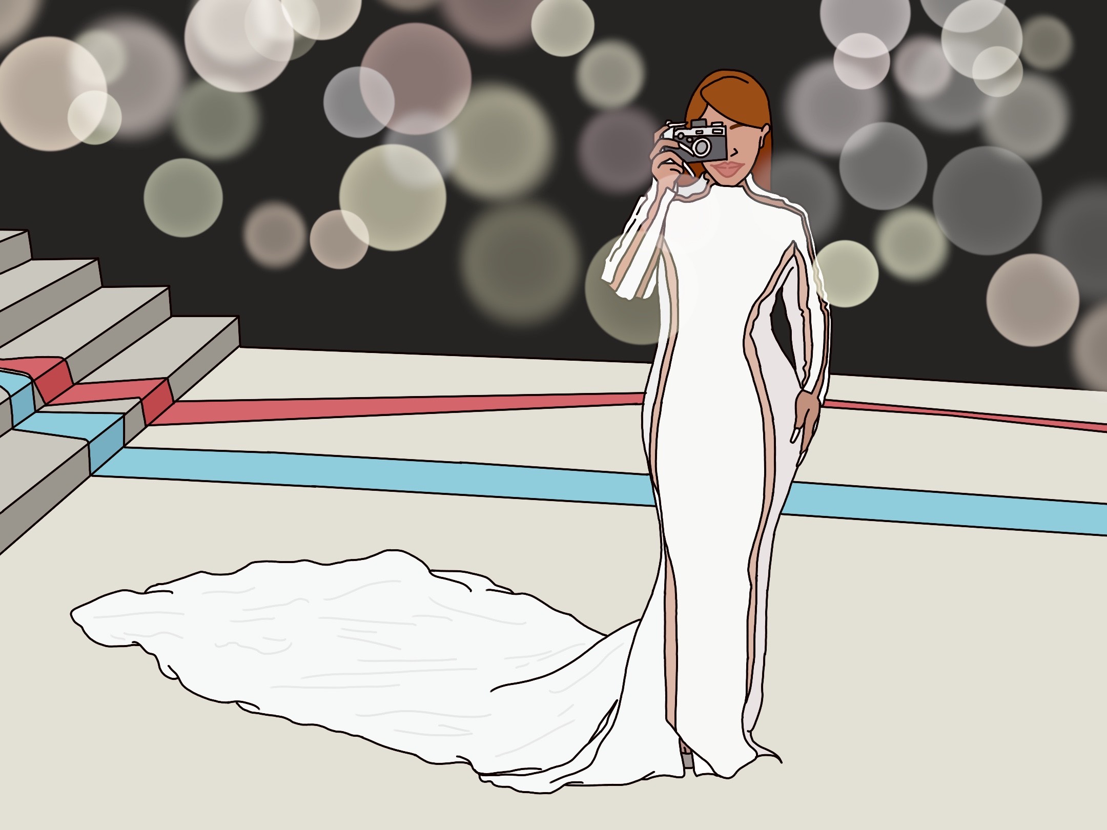 Drawing of Ice Spices Met Gala look made by Alexis Alvarez