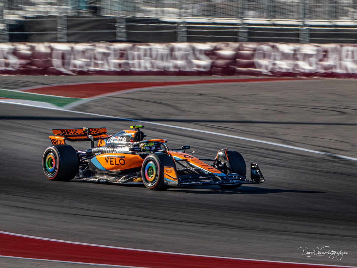 Lando Norris of McLaren seen during qualification for the 2023 United States Grand Prix at Circuit of the Americas, Austin, on October 20th, 2023.