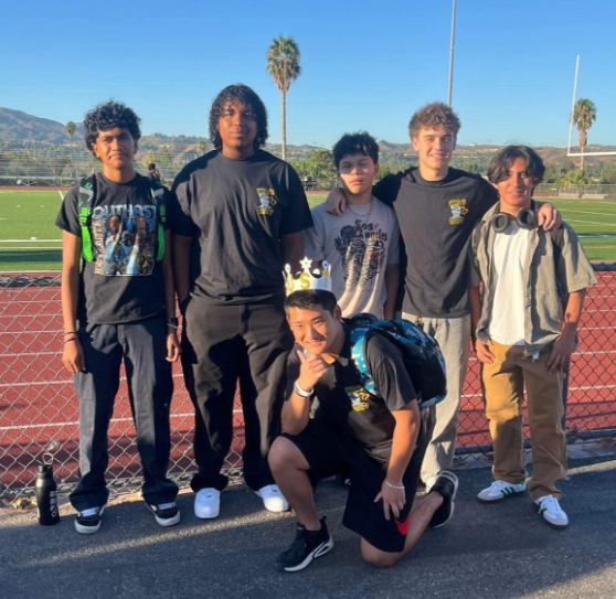 From left to right: Seniors Gabriel Villalobos, Isiaiah Lewis, Justin Jung, Joshua Benitez, James Post, and Myles Orozco enjoying the senior sunrise.