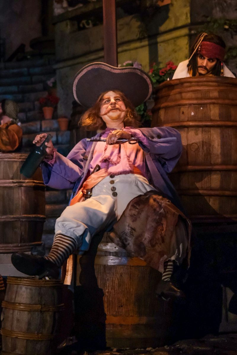 Jack Sparrow eyes the map on the Pirates of the Caribbean ride at Disneyland park in California.