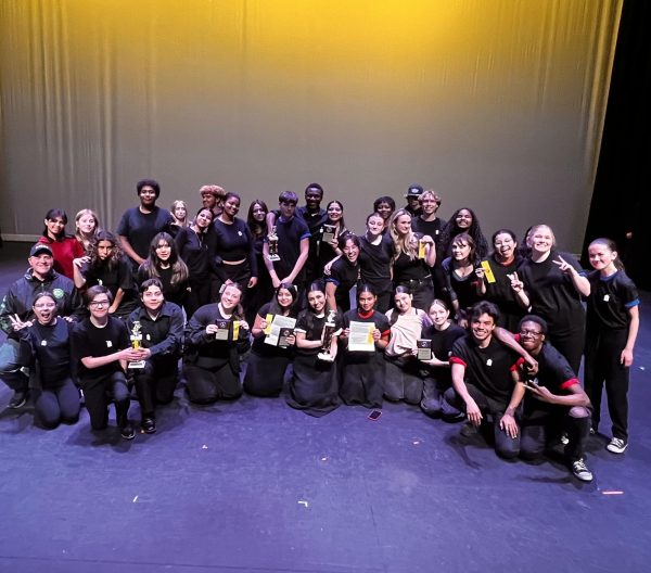 Canyon Theater students and Mr. Miller with their awards at the Shakespeare DTASC festival.