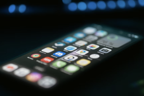 A phone open to the home screen.