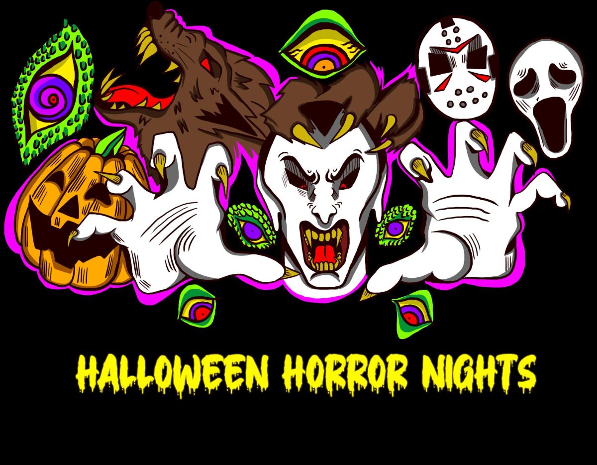 Halloween Horror Nights illustration of the different monsters.