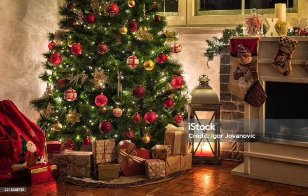 Wrapped presents under the Christmas tree