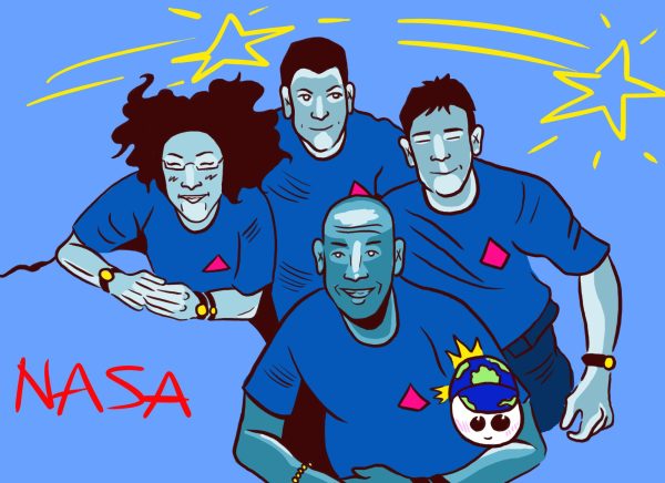 A drawing of the four astronauts for the Artemis II mission