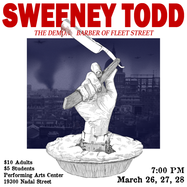 Promotional poster for Canyon High Drama's production of "Sweeney Todd"